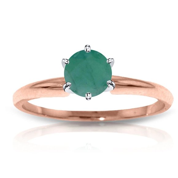 14K Rose Gold Solitaire Ring w/ Natural Emerald